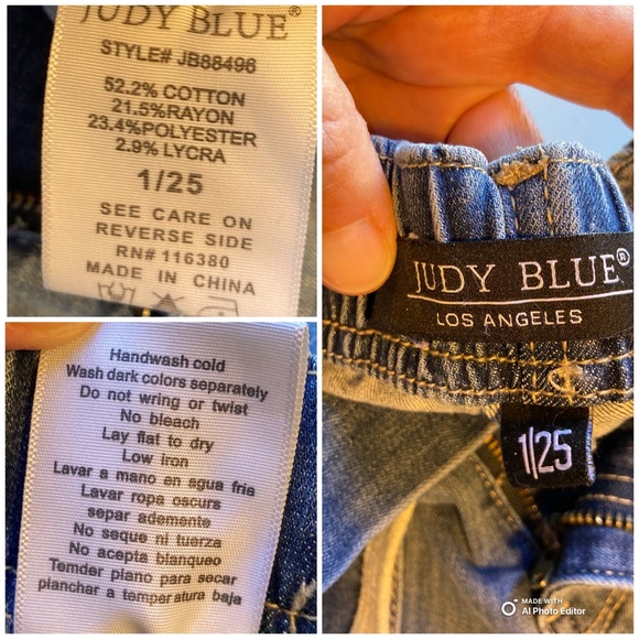 Judy Blue High Waist Drawstring Denim Jeans Zip Fly Belt Loops Pockets Size 25 - Picture 12 of 16